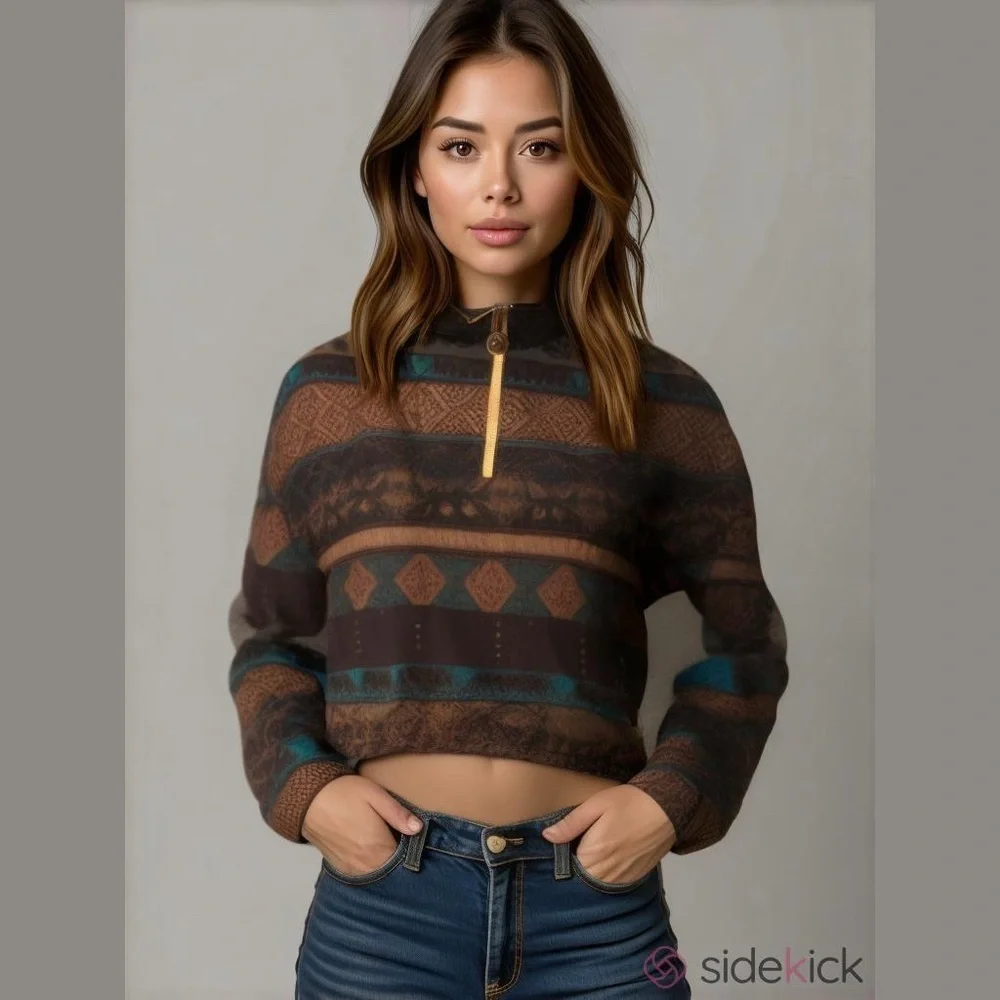 SOLD🛍Bundle sale🛍Zaful tribal cropped sweater small - Picture 1 of 7